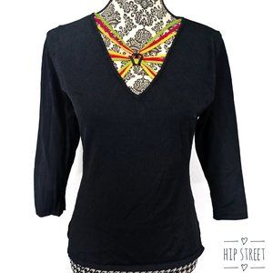 YSA Multi Color Neck Bands V Neck Sweater M